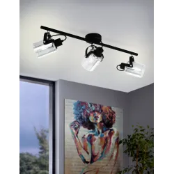 BERREGAS CZARNY/ CHROM/ TRANSPARENTNY OPRAWA SUFITOWA SPOT NT 3X E27/ 40W IP20 STAL/ SZKŁO NAPOWIETR