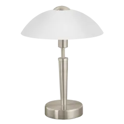 SOLO 1 NIKIEL MAT/ BIAŁY OPRAWA STOŁOWA 1X E14/ 40W IP20 STAL/ SZKŁO SATYNOWE