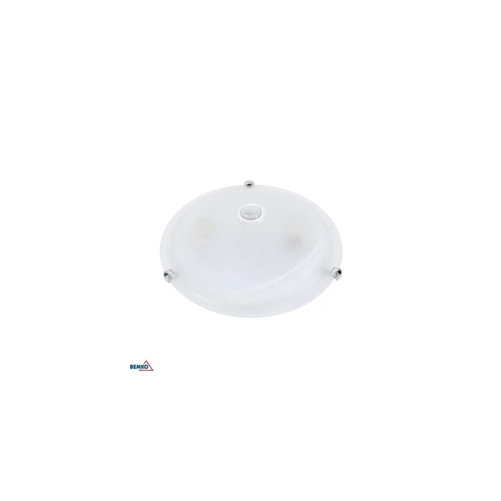 TAZAN BIAŁY OPRAWA SUFITOWA PLAFON 2X E27 40W IP20 IK02 + CZUJNIK RUCHU FI300 120ST STAL/ SZKŁO