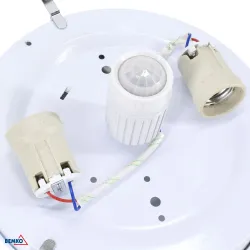 TAZAN BIAŁY OPRAWA SUFITOWA PLAFON 2X E27 40W IP20 IK02 + CZUJNIK RUCHU FI300 120ST STAL/ SZKŁO