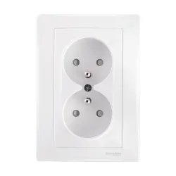 Schneider Electric Sedna, gniazdo podwójne 2P+PE z przesłonami, biały, SDN2800621