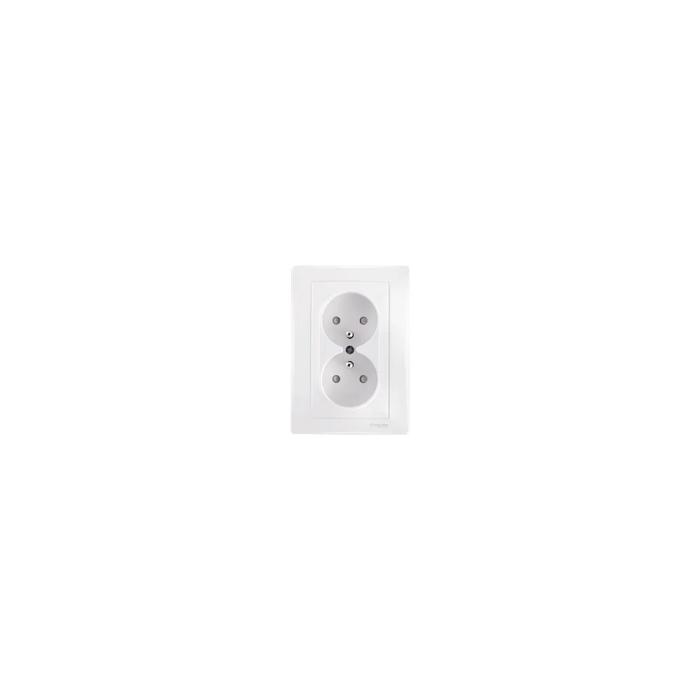 Schneider Electric Sedna, gniazdo podwójne 2P+PE z przesłonami, biały, SDN2800621