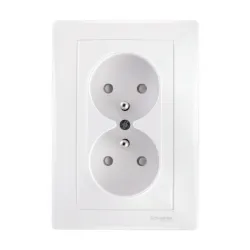 Schneider Electric Sedna, gniazdo podwójne 2P+PE z przesłonami, biały, SDN2800621