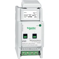 Schneider Electric KNX aktor załączający REG-K 2x 16 A jasnoszary z uruch. ręcz. i det. prądu, MTN647395