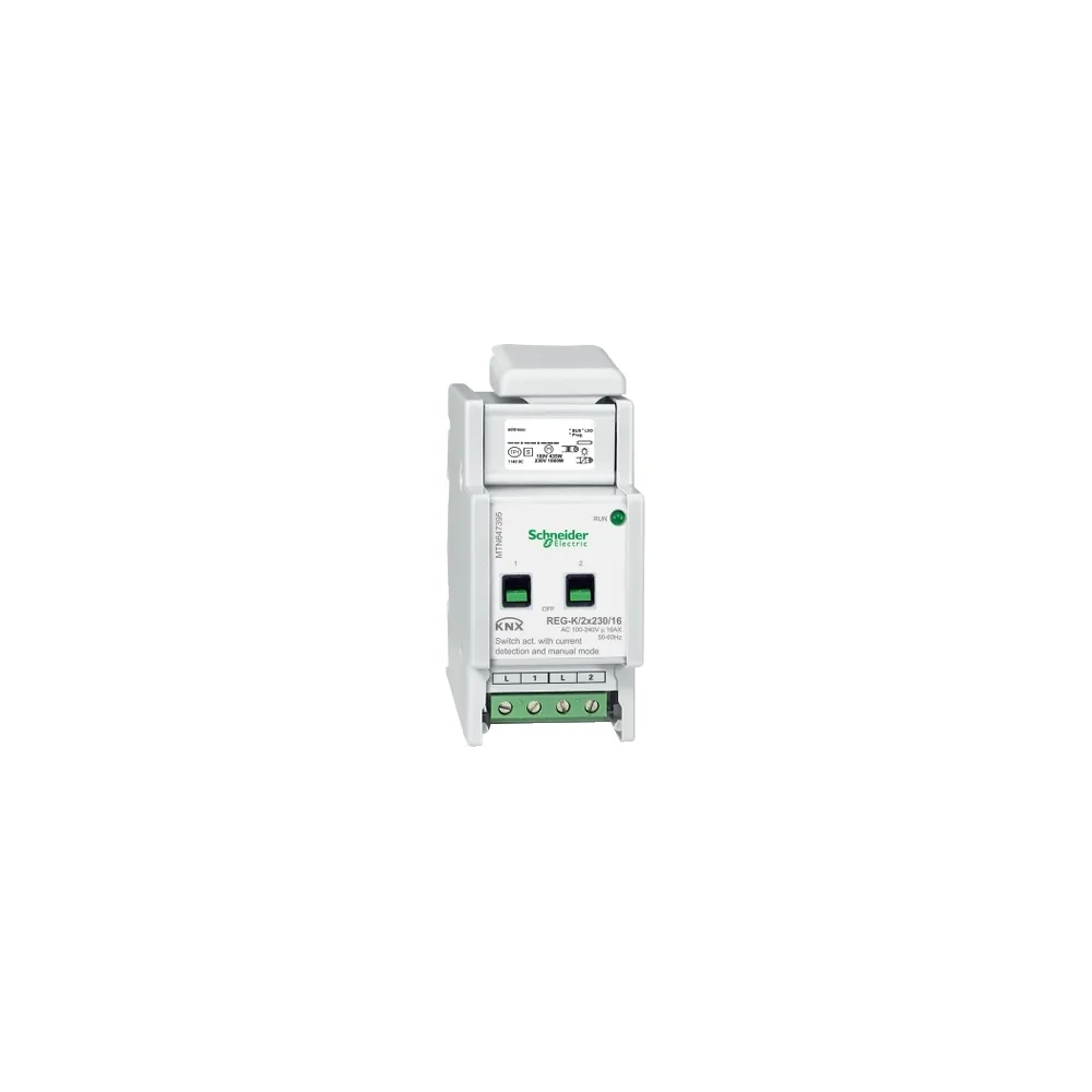 Schneider Electric KNX aktor załączający REG-K 2x 16 A jasnoszary z uruch. ręcz. i det. prądu, MTN647395