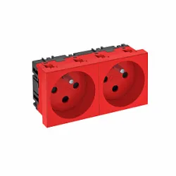 M45 MODUŁ CZERWONY GNIAZDO 2X Z/U 0° NF KODOWANE ZACISKI SPRĘŻYNOWE 16A 250V