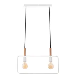 FRAME BIAŁY OPRAWA WISZĄCA 2X E27/ 60W IP20 METAL/ DREWNO