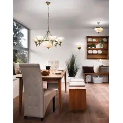 MARBELLA PATYNOWANY/ SZAMPAŃSKI 0OPRAWA SUFITOWA NT 3X E14/ 60W IP20 ODLEW METALOWY/ SZKŁO ALABASTRO
