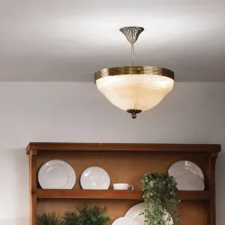 MARBELLA PATYNOWANY/ SZAMPAŃSKI 0OPRAWA SUFITOWA NT 3X E14/ 60W IP20 ODLEW METALOWY/ SZKŁO ALABASTRO