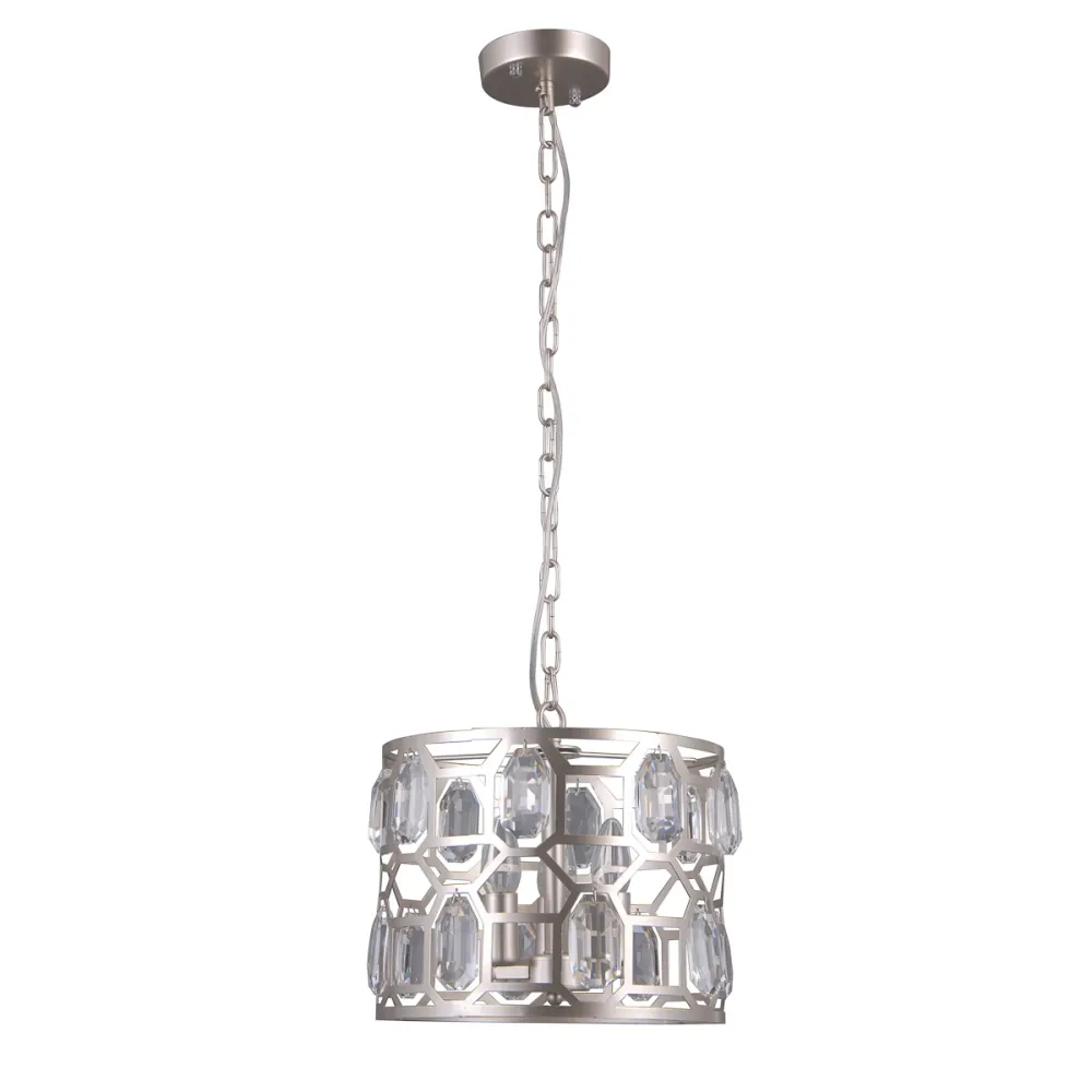 MOMENTO SREBRNY SZAMPAŃSKI OPRAWA WISZĄCA 3X E14/ 40W IP20 STAL/ KRYSZTAŁ