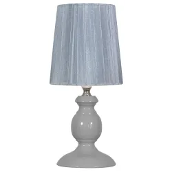 LAMPKA SZARY OPRAWA STOŁOWA NOCNA 1X E14/ 40W IP20 METAL/ TKANINA