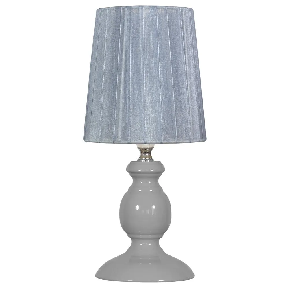 LAMPKA SZARY OPRAWA STOŁOWA NOCNA 1X E14/ 40W IP20 METAL/ TKANINA