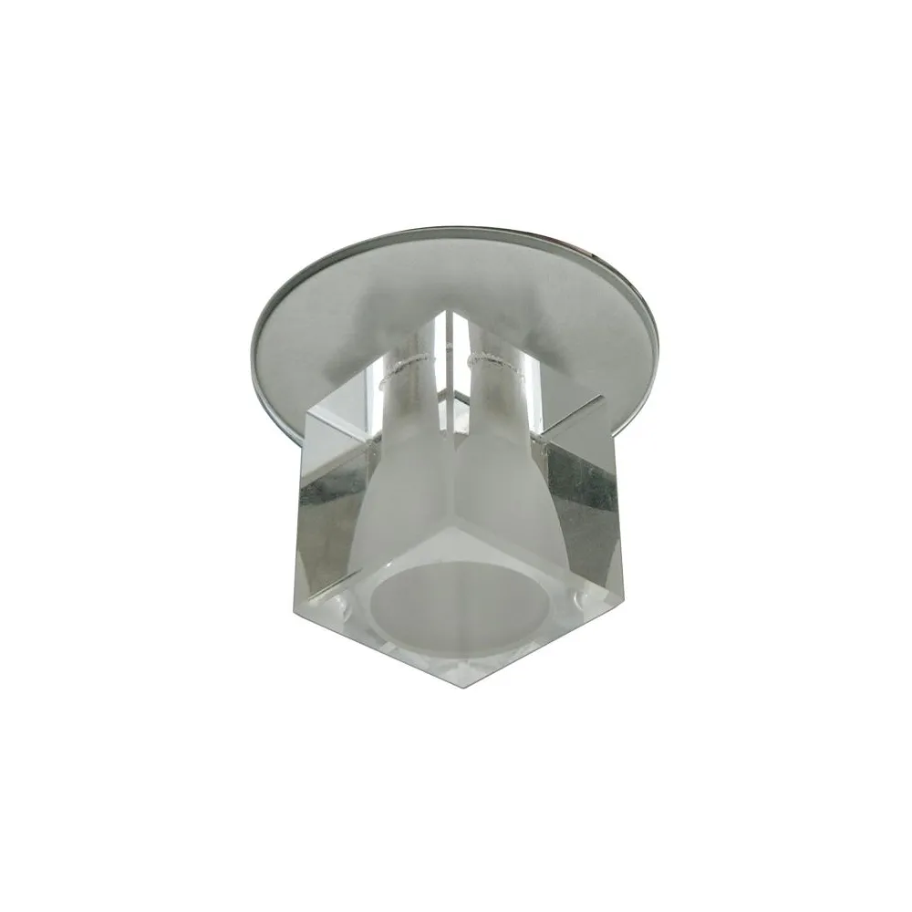 SK-06 SREBRNY OPRAWA SUFITOWA PT 1X G4/ 20W 12V IP20 METAL/ SZKŁO