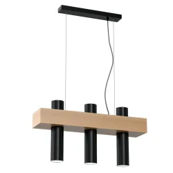WEST CZARNY OPRAWA WISZĄCA 3X GU10/ 10W IP20 METAL/ DREWNO