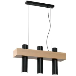 WEST CZARNY OPRAWA WISZĄCA 3X GU10/ 10W IP20 METAL/ DREWNO