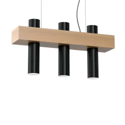 WEST CZARNY OPRAWA WISZĄCA 3X GU10/ 10W IP20 METAL/ DREWNO