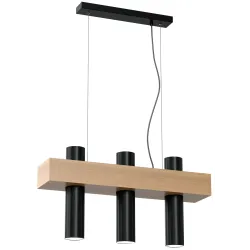 WEST CZARNY OPRAWA WISZĄCA 3X GU10/ 10W IP20 METAL/ DREWNO