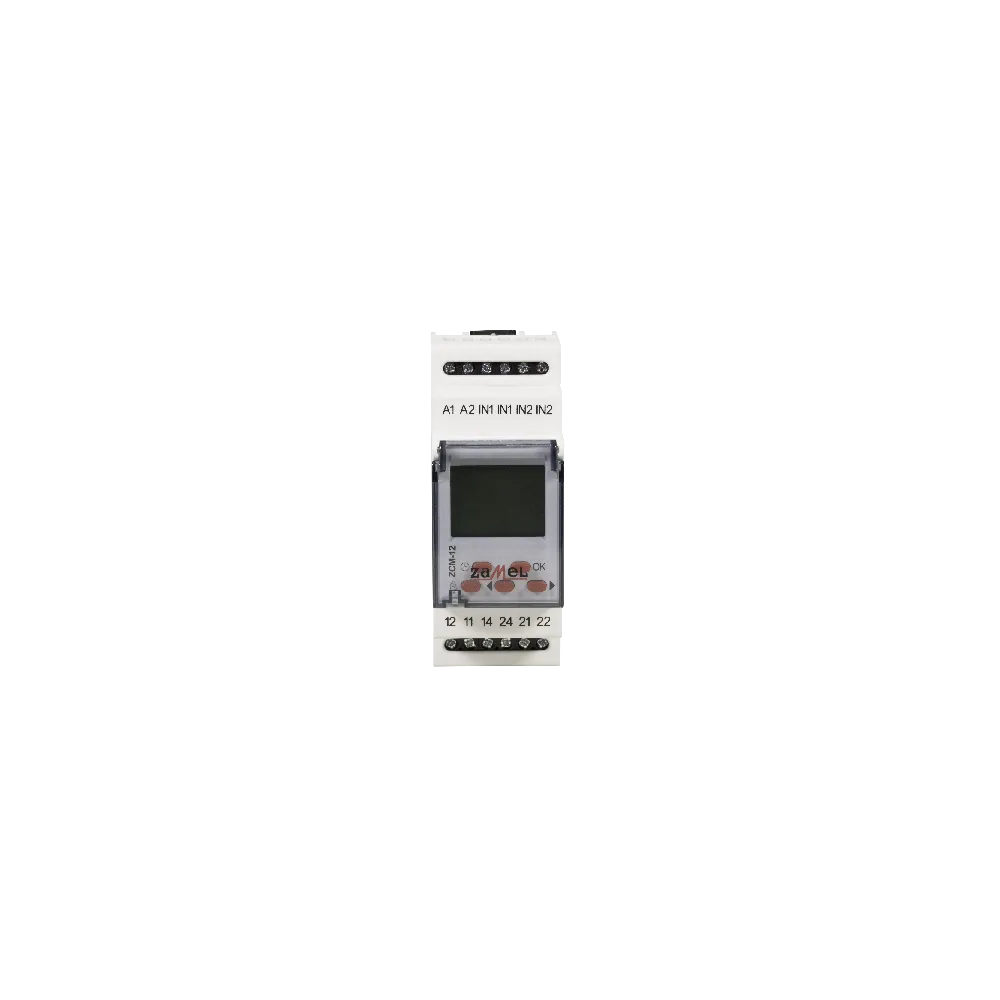ZCM-12 ZEGAR STERUJĄCY CYFROWY 2-KANAŁOWY TYGODNIOWY 16A 2M 230V AC IP20 EXTA