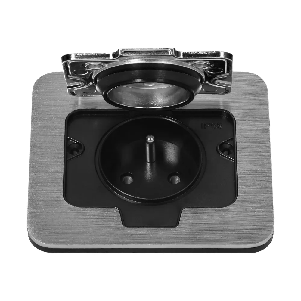 HERMETYCZNE GNIAZDO ELEKTRYCZNE, IP55, KĄT OTWARCIA 110ST. SZCZOTKOWANE ALUMINIUM
