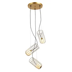 COCO ZŁOTY/ BIAŁY OPRAWA WISZĄCA 3X G9/ 25W IP20 STAL/ SZKŁO