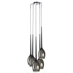 IZZA DYMIONY/ CZARNY PIASKOWY OPRAWA WISZĄCA 5X E14/ 40W IP20 SZKŁO/ ALUMINIUM