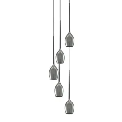 IZZA DYMIONY/ CZARNY PIASKOWY OPRAWA WISZĄCA 5X E14/ 40W IP20 SZKŁO/ ALUMINIUM