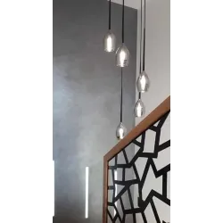 IZZA DYMIONY/ CZARNY PIASKOWY OPRAWA WISZĄCA 5X E14/ 40W IP20 SZKŁO/ ALUMINIUM