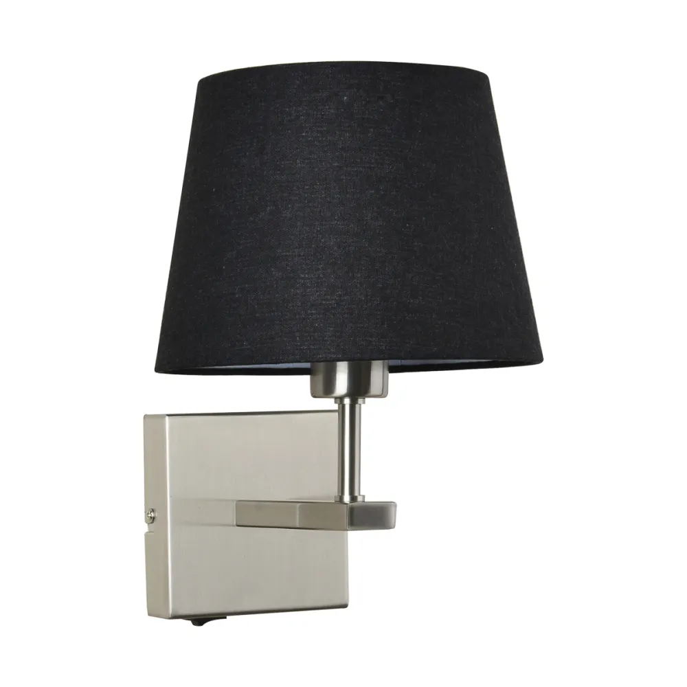 NORTE CZARNY/ NIKIEL OPRAWA ŚCIENNA KINKIET 1X E27/ 60W IP20 STAL/ TKANINA