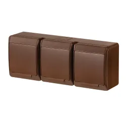 HERMES BRĄZ GNIAZDO NT 3X SCHUKO Z KLAPKĄ 3X2P IP44 ZACISKI ŚRUBOWE 16A 250V