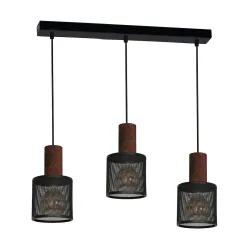 ARES CZARNY/ BRĄZOWY OPRAWA WISZĄCA 3X E27/ 60W IP20 METAL/ DREWNO