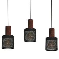 ARES CZARNY/ BRĄZOWY OPRAWA WISZĄCA 3X E27/ 60W IP20 METAL/ DREWNO