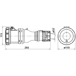 GNIAZDO PRZENOŚNE PROSTE GPP 63/5 GNIAZDO 63A/400V 3P+N+Z IP67