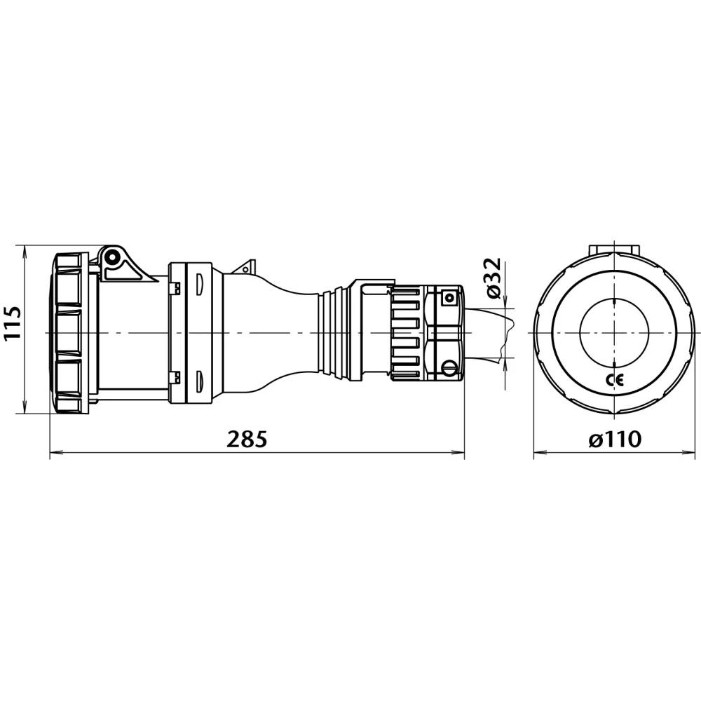 GNIAZDO PRZENOŚNE PROSTE GPP 63/5 GNIAZDO 63A/400V 3P+N+Z IP67
