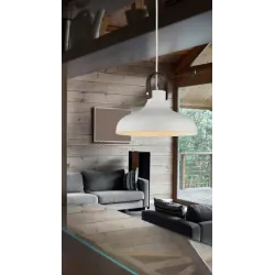 TESSIO 30 BIAŁY OPRAWA WISZĄCA 1X E27/ 60W IP20 ALUMINIUM/ SKÓRA EKO