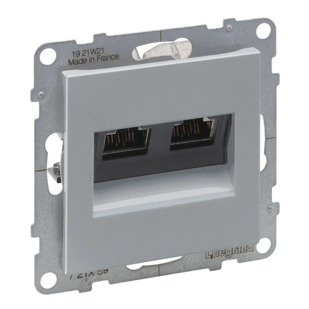 SUNO 2 MODUŁ ALUMINIUM GNIAZDO KOMPUTEROWE 2X UAE 8 CAT.6A STP SKOŚNE