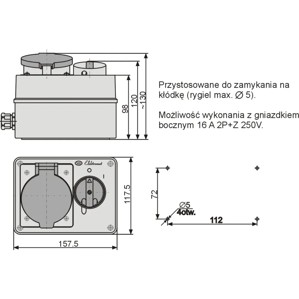 E16-18N ZESTAW INSTALACYJNY Z/B 0-1 16/5 IP44