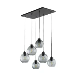 CUBUS GRAFITOWY/ CZARNY OPRAWA WISZĄCA 6X E27/ 15W IP20 METAL/ SZKŁO