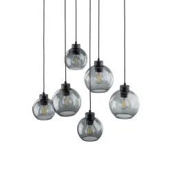 CUBUS GRAFITOWY/ CZARNY OPRAWA WISZĄCA 6X E27/ 15W IP20 METAL/ SZKŁO