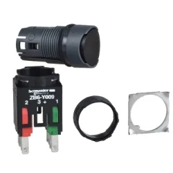 Schneider Electric Harmony XB6 Kompletny przycisk, Czarny, Płaski, 1 NO + 1 NC, Złącze Faston, 16 mm, Plastikowy, XB6AA25B