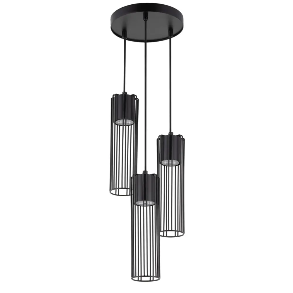 FOBIA CZARNY OPRAWA WISZĄCA 3X GU10/ 25W LED IP20 STAL LAKIEROWANA