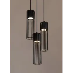 FOBIA CZARNY OPRAWA WISZĄCA 3X GU10/ 25W LED IP20 STAL LAKIEROWANA