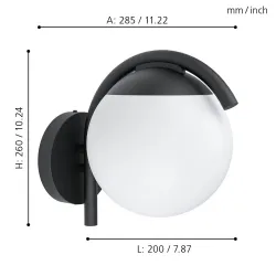 PRATA VECCHIA CZARNY/ BIAŁY OPRAWA ŚCIENNA KINKIET 1X E27/ 28W IP44 STAL CYNKOWANA/ TWORZYWO