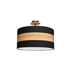 TERRA CZARNY/ DREWNO NATURALNE OPRAWA SUFITOWA 3X E27/ 60W IP20 METAL/ TKANINA/ DREWNO