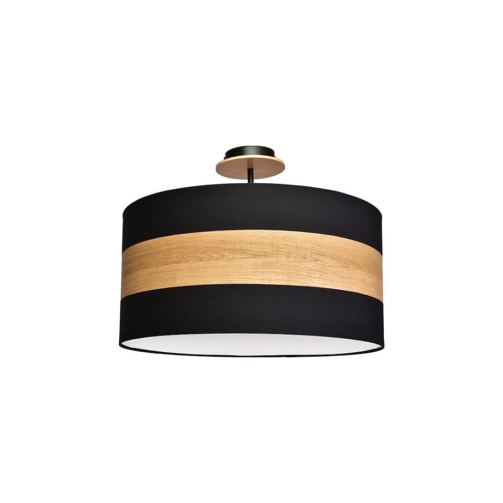 TERRA CZARNY/ DREWNO NATURALNE OPRAWA SUFITOWA 3X E27/ 60W IP20 METAL/ TKANINA/ DREWNO