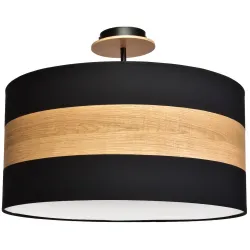 TERRA CZARNY/ DREWNO NATURALNE OPRAWA SUFITOWA 3X E27/ 60W IP20 METAL/ TKANINA/ DREWNO