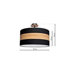 TERRA CZARNY/ DREWNO NATURALNE OPRAWA SUFITOWA 3X E27/ 60W IP20 METAL/ TKANINA/ DREWNO