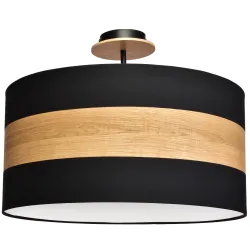 TERRA CZARNY/ DREWNO NATURALNE OPRAWA SUFITOWA 3X E27/ 60W IP20 METAL/ TKANINA/ DREWNO