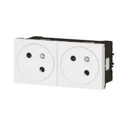 M45 BIAŁY GNIAZDO 4M 2X Z/U SKOŚNE ZACISKI SPRĘŻYNOWE 16A 250V