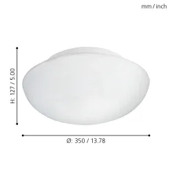 ELLA BIAŁY OPRAWA SUFITOWA PLAFON NT 2X E27/ 60W FI350 IP20 STAL/ SZKŁO OPAL-MAT