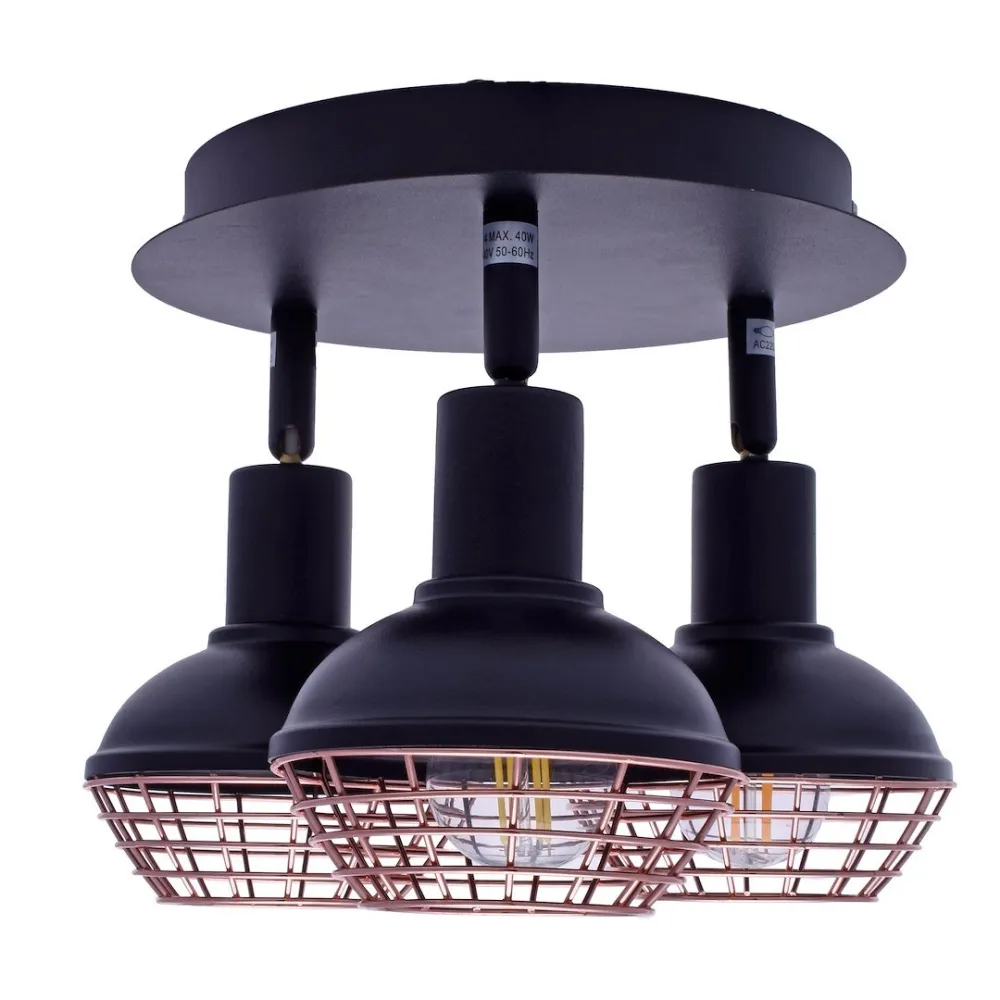 LOGAN CZARNY OPRAWA SUFITOWA SPOT 3X E14/ 40W IP20 METAL